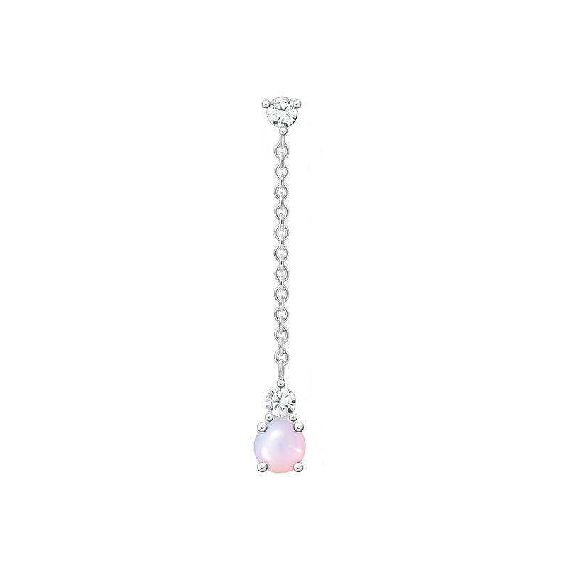 Thomas Sabo Charm Club Sterling Silver Opal Coloured Pink Stone Single Drop Earring