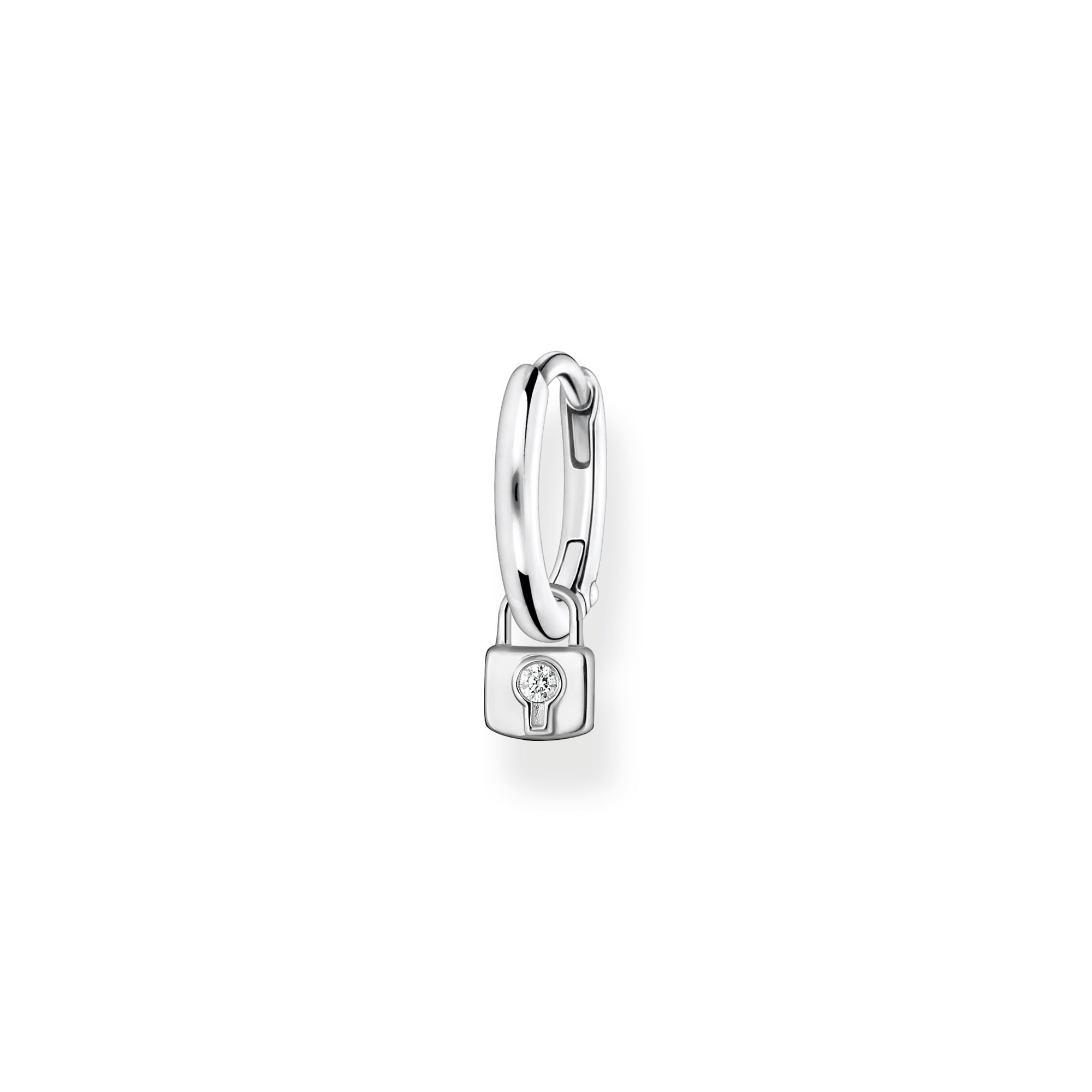 Thomas Sabo Charm Club Sterling Silver Padlock Hoop Earring D