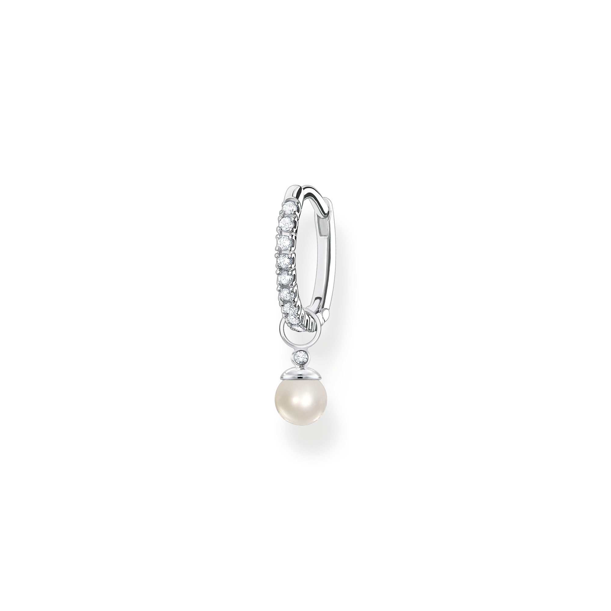 Thomas Sabo Charm Club Sterling Silver Pearl Pendant Hoop Earring