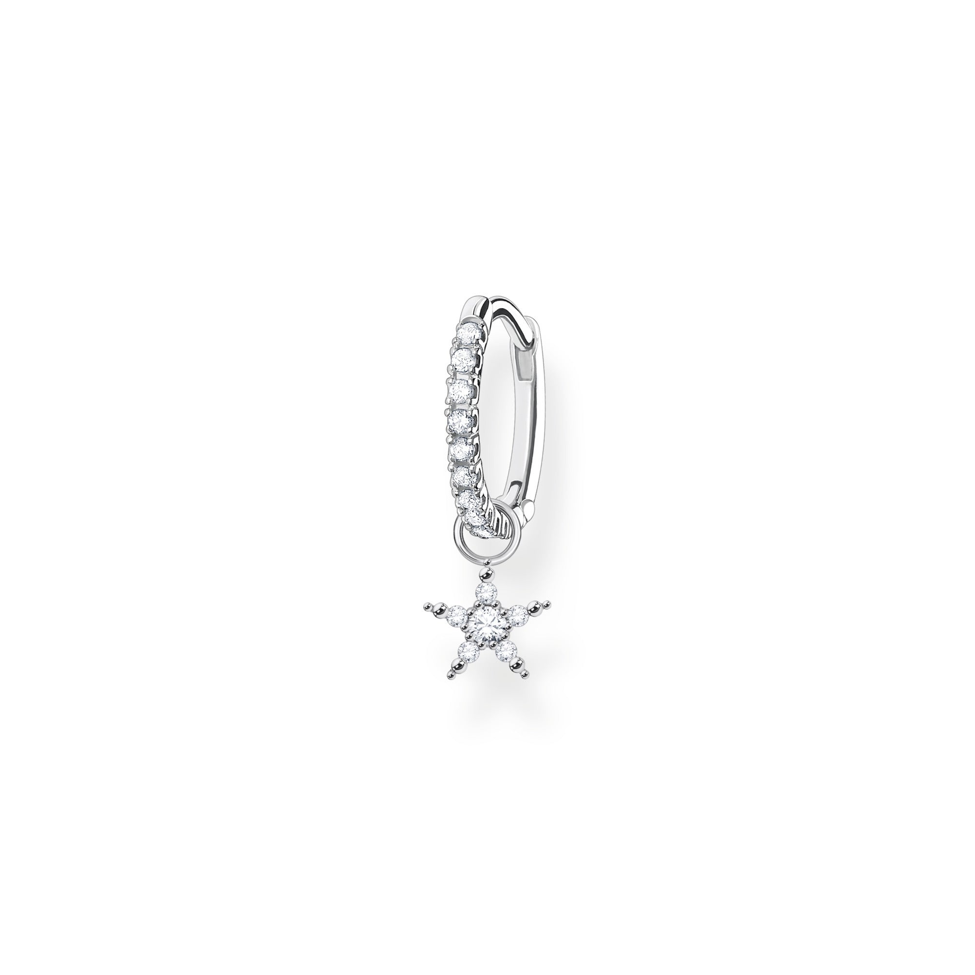 Thomas Sabo Charm Club Sterling Silver Star Pendant Hoop Earring