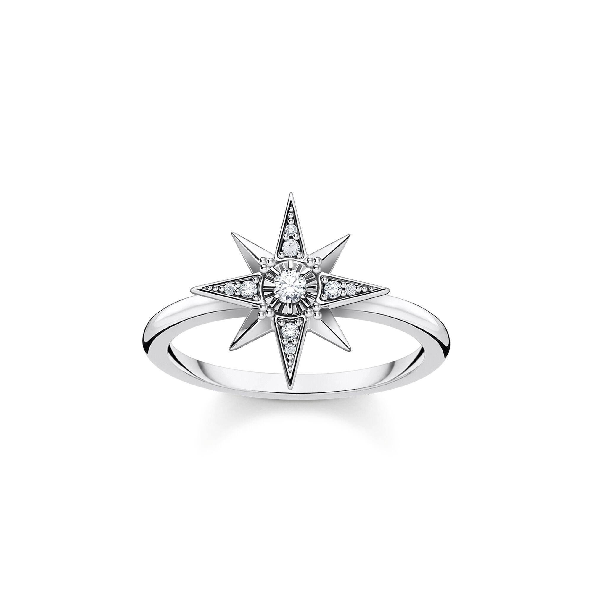 Thomas Sabo Charm Club Sterling Silver White CZ Star Ring