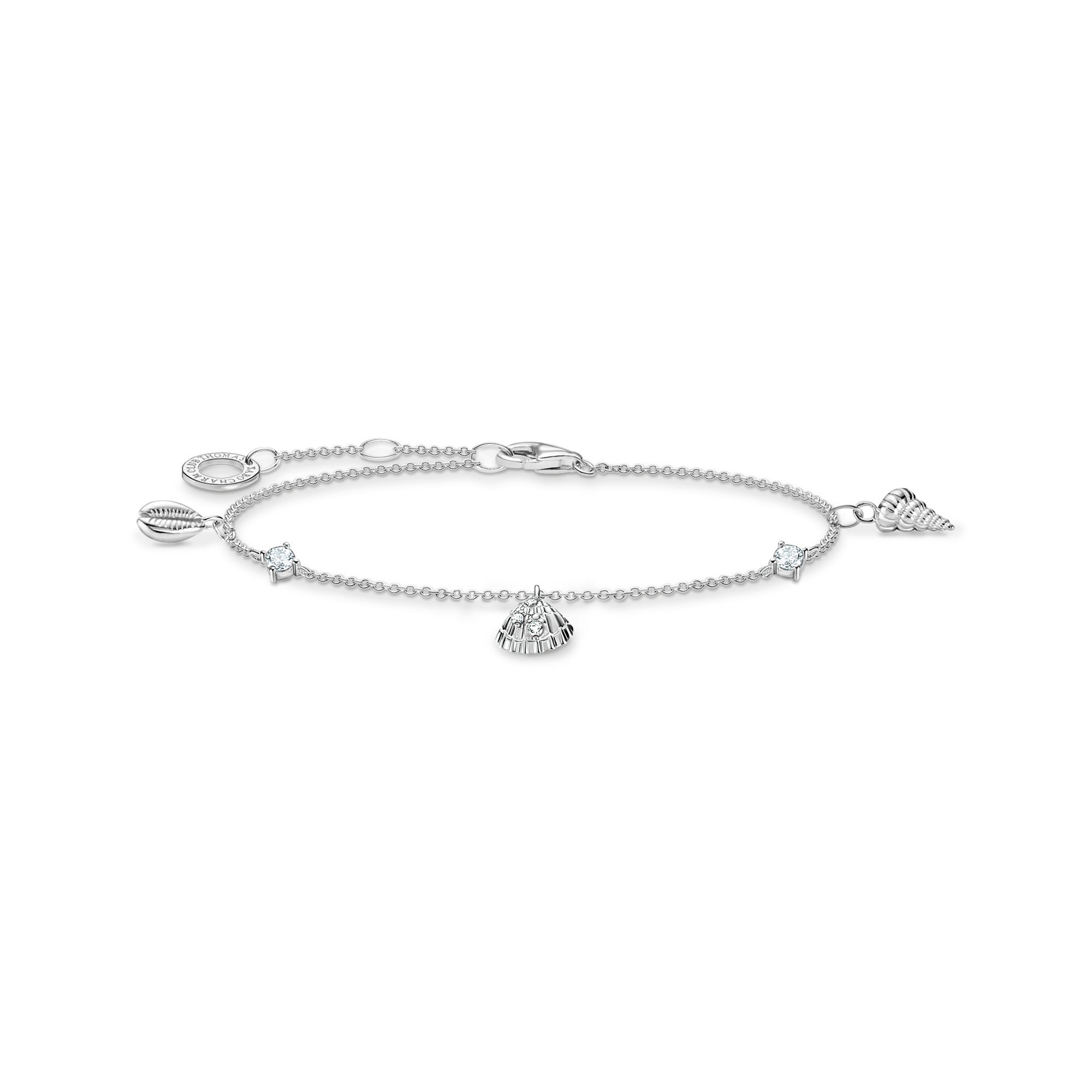 Thomas Sabo Charm Club Sterling Silver White Stones Shells Bracelet