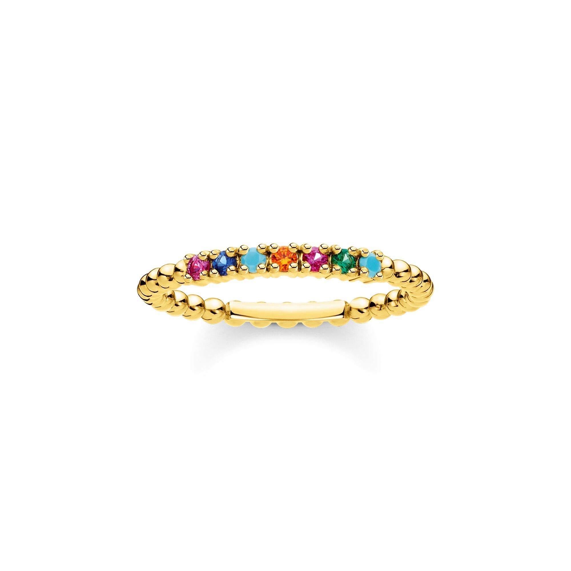 Thomas Sabo Charm Club Sterling Silver Yellow Gold Plated Colourful Stones Ring