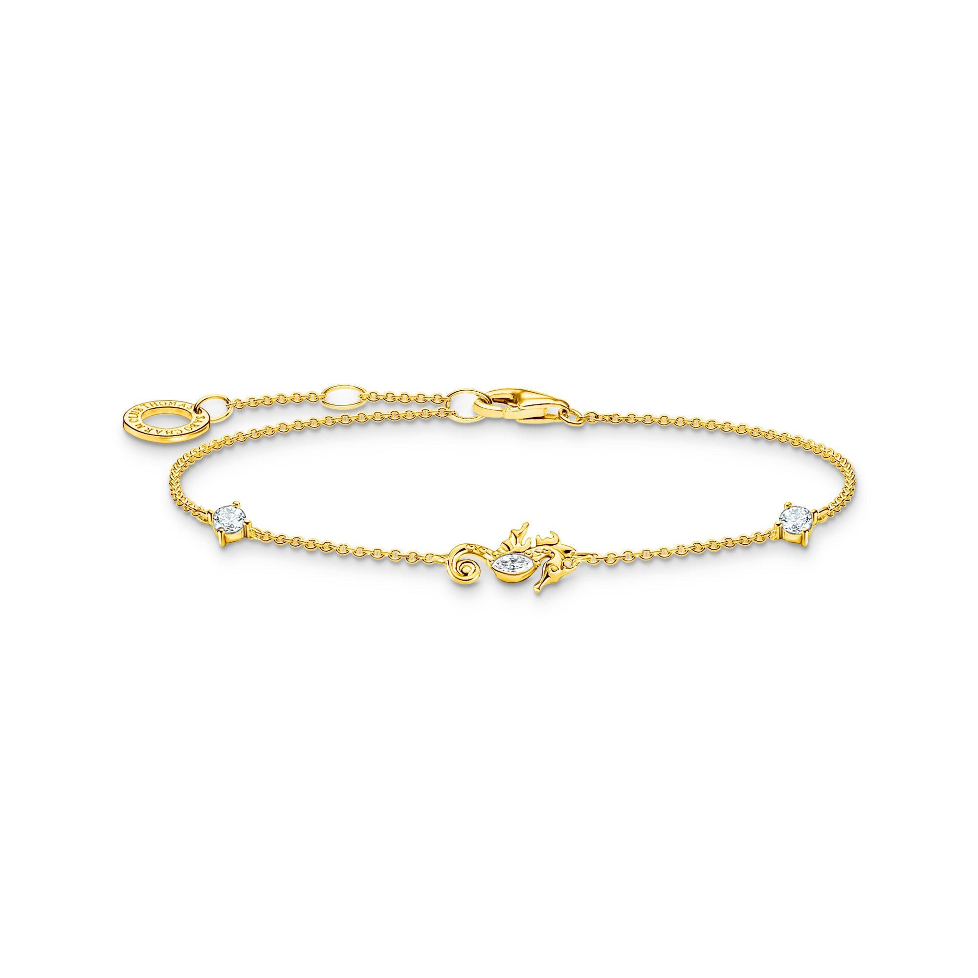 Thomas Sabo Charm Club Yellow Gold Plated Sterling Silver Seahorse Bracelet