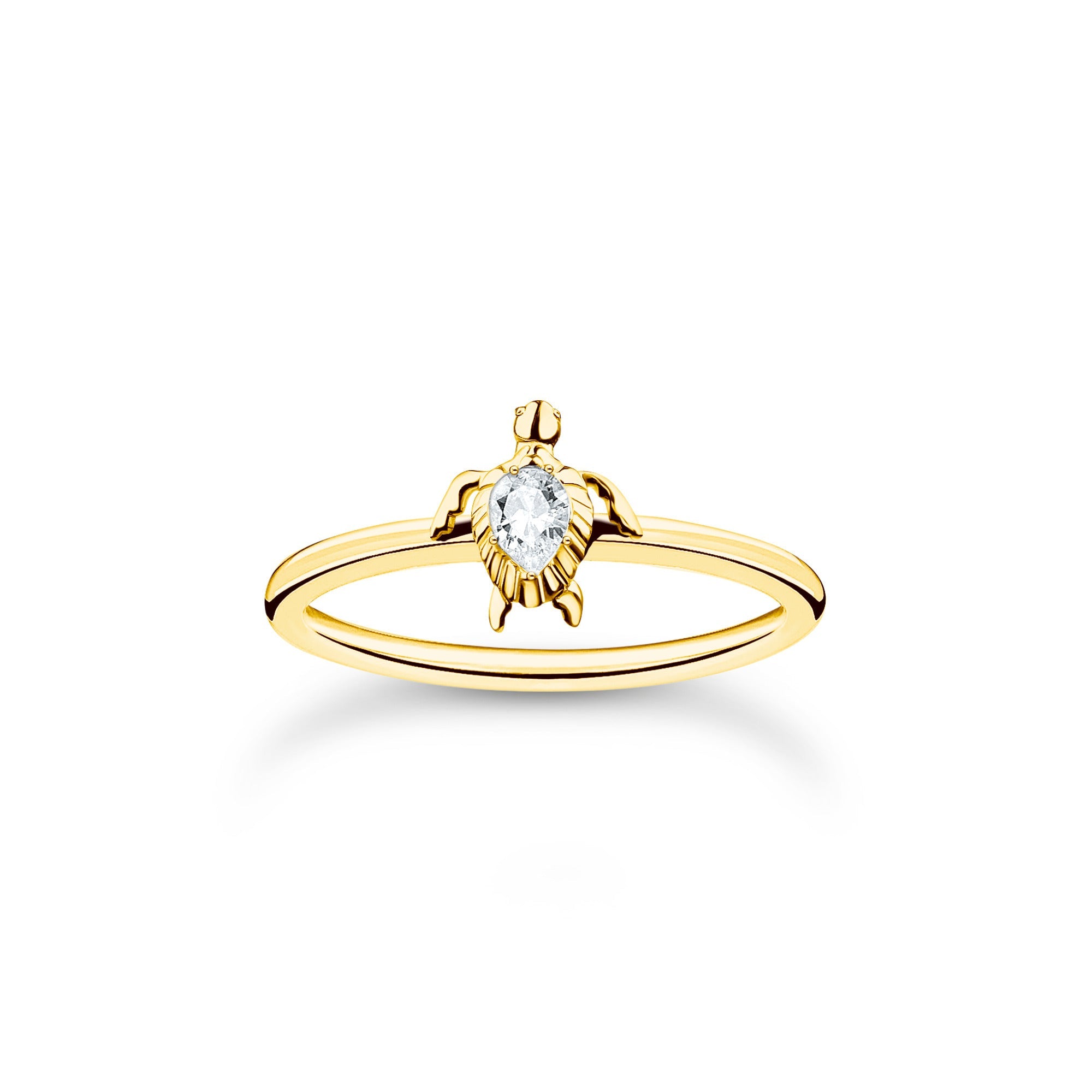 Thomas Sabo Charm Club Yellow Gold Plated Sterling Silver Turtle Ring D