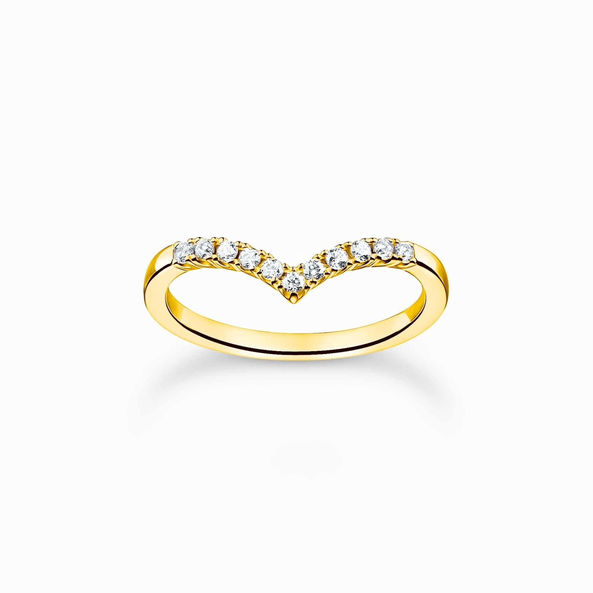 Thomas Sabo Charm Club Yellow Gold Plated Sterling Silver V-Shape Ring