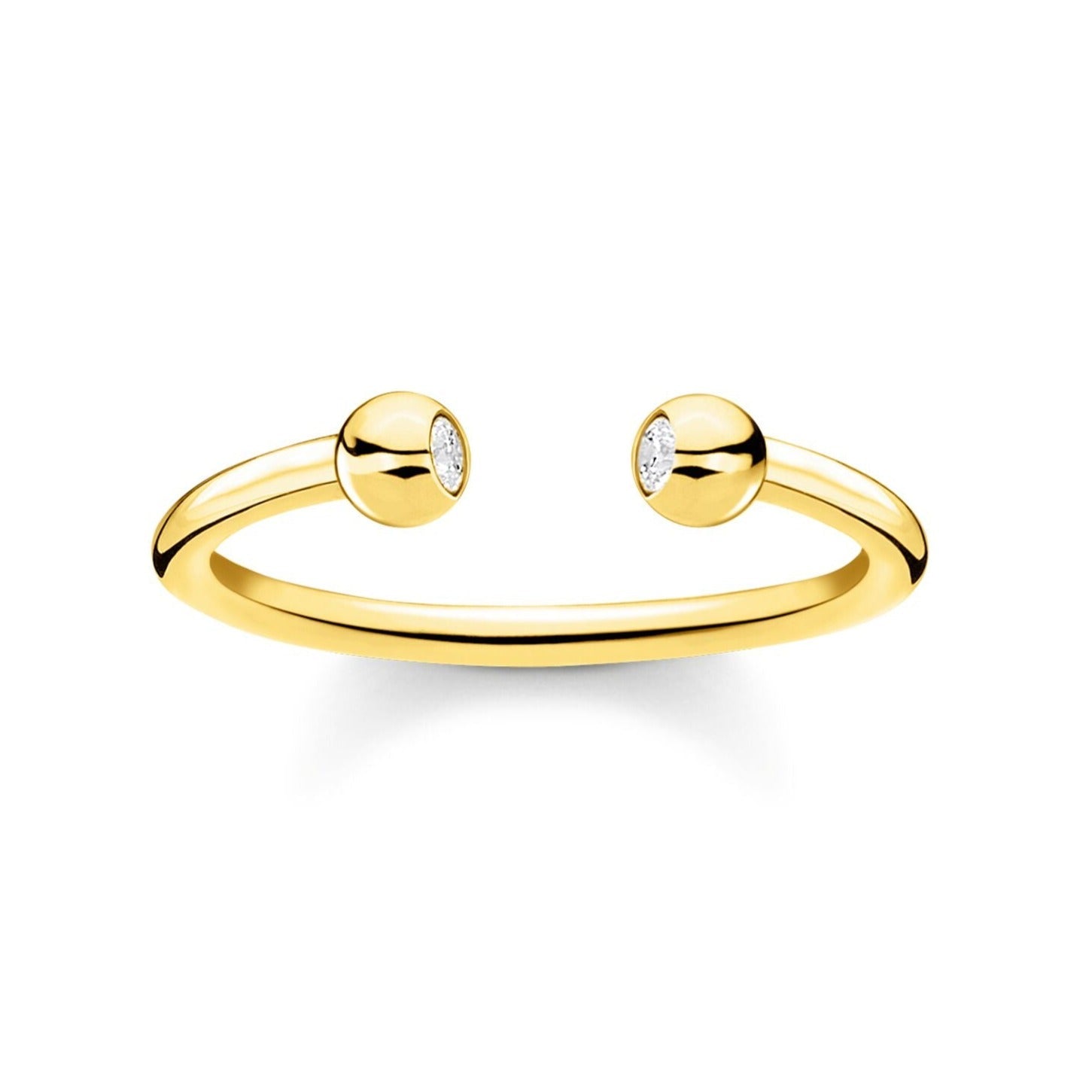 Thomas Sabo Charm Club Yellow Gold Plated White Stone Dots Ring