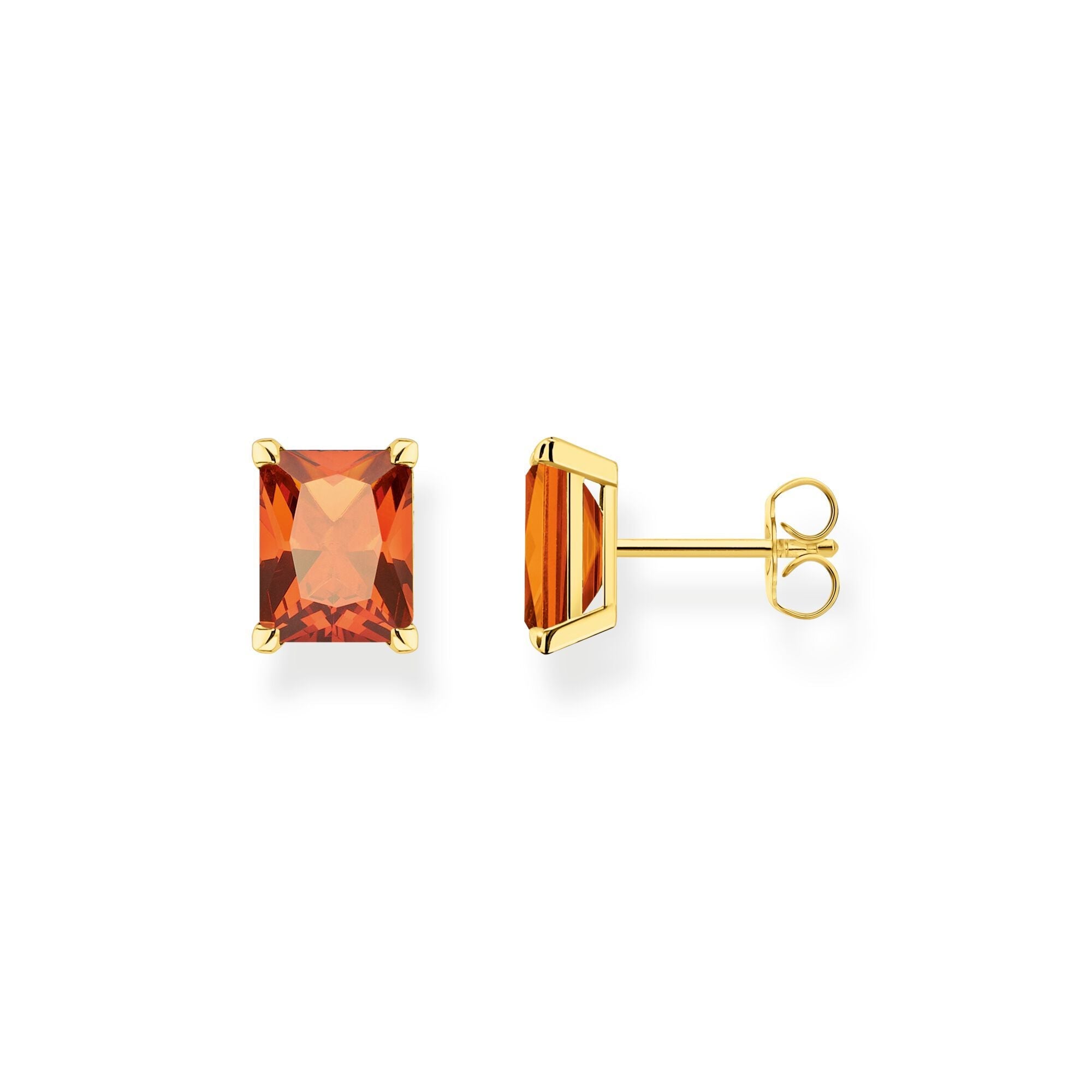 Thomas Sabo Gold Plated Sterling Silver Orange Stone Stud Earrings