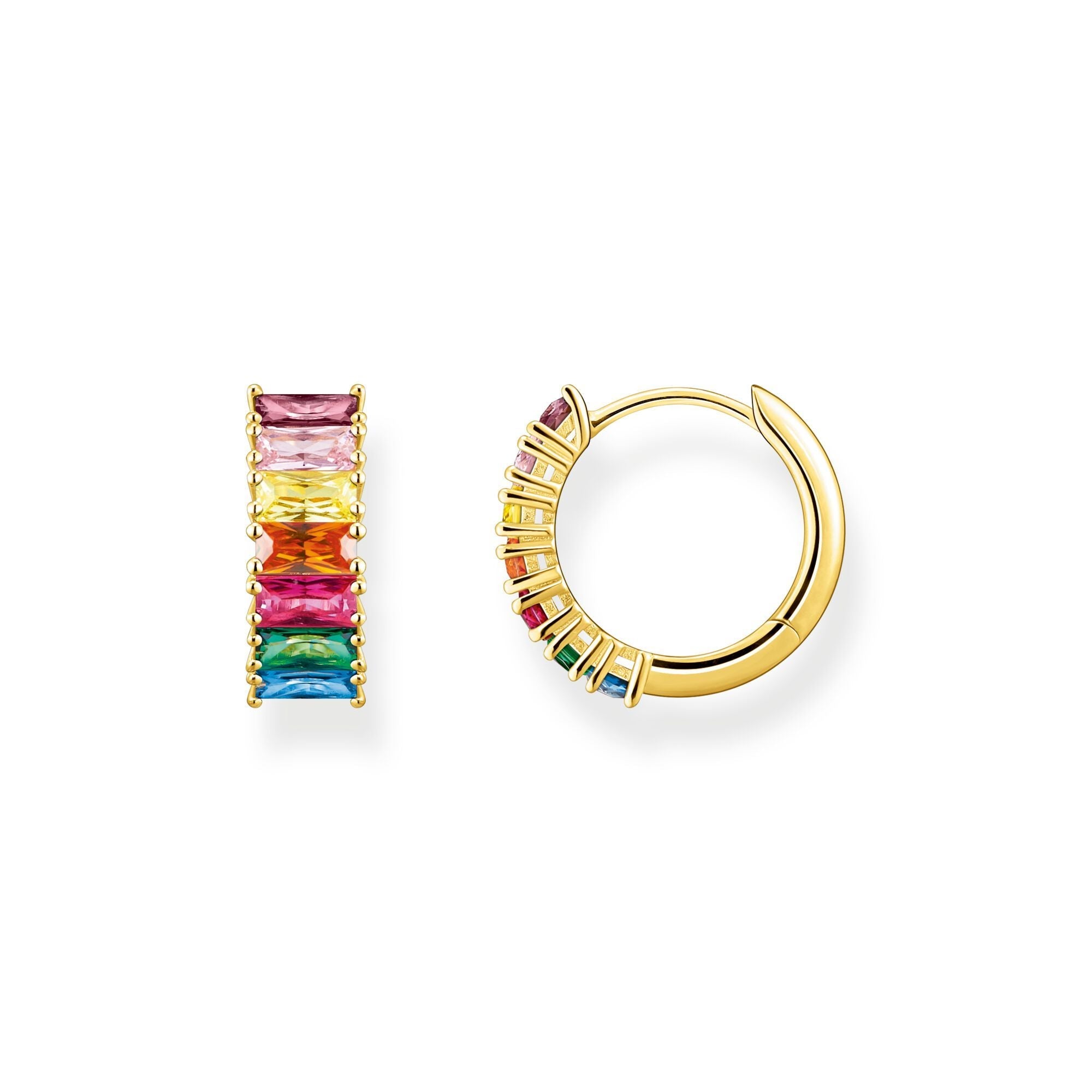 Thomas Sabo Gold Plated Sterling Silver Colourful Stone Hoop Earrings