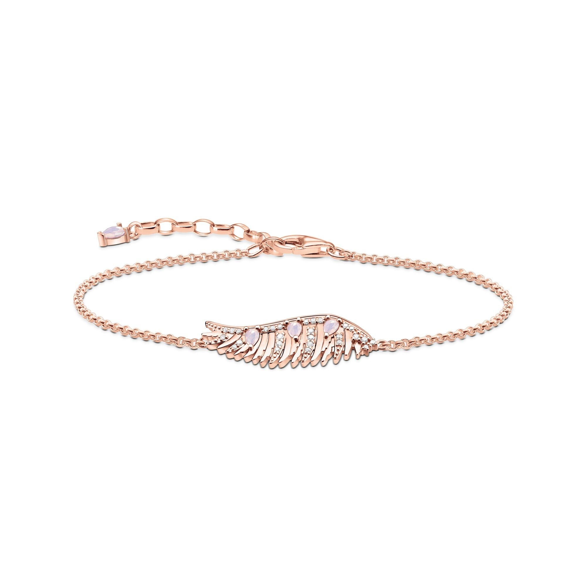 Thomas Sabo Rose Gold Plated Sterling Silver Phoenix Wing Pink Stones Bracelet