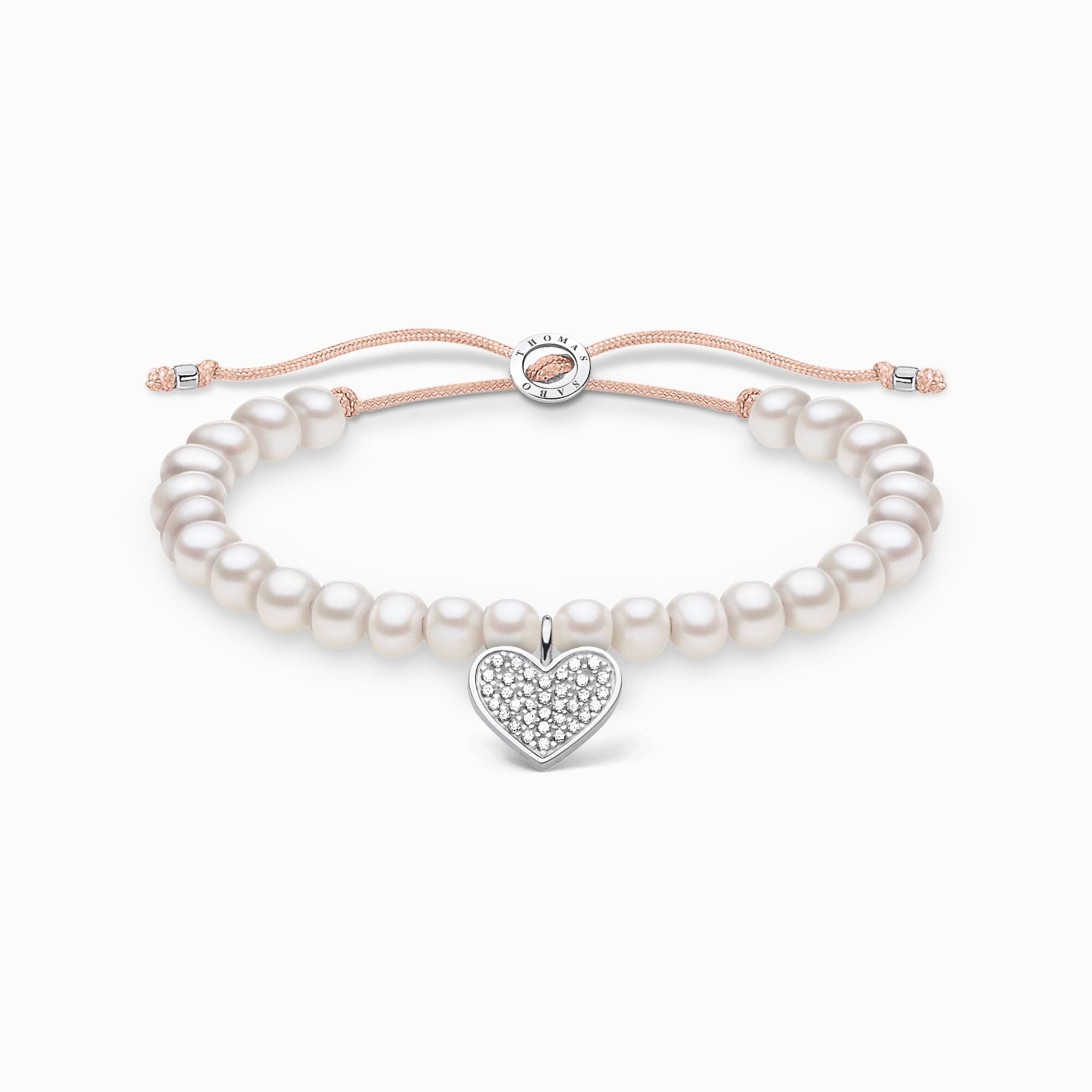 Thomas Sabo Sterling Silver Pearl Pave Heart Bracelet