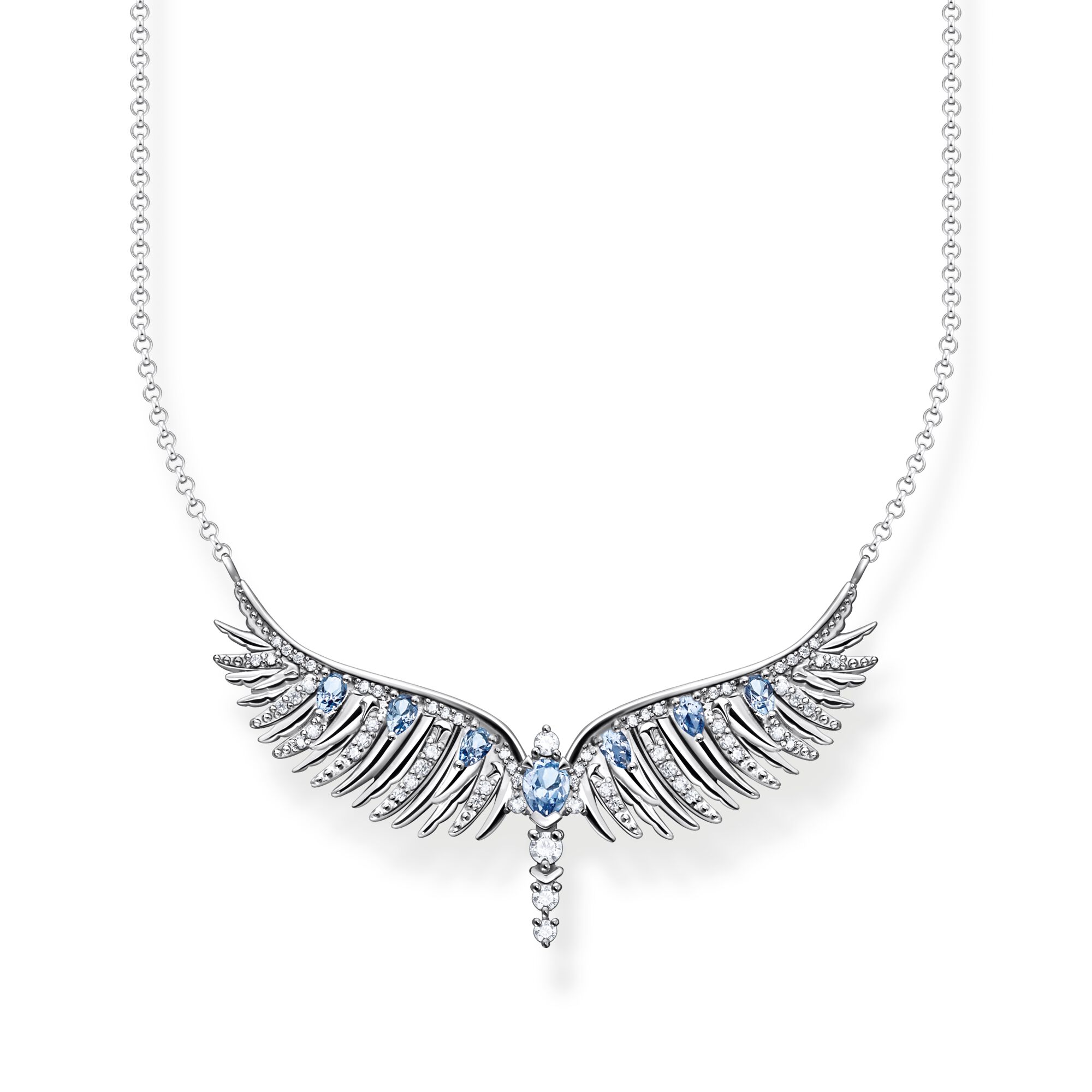Thomas Sabo Sterling Silver Phoenix Wing Blue Stones Necklace