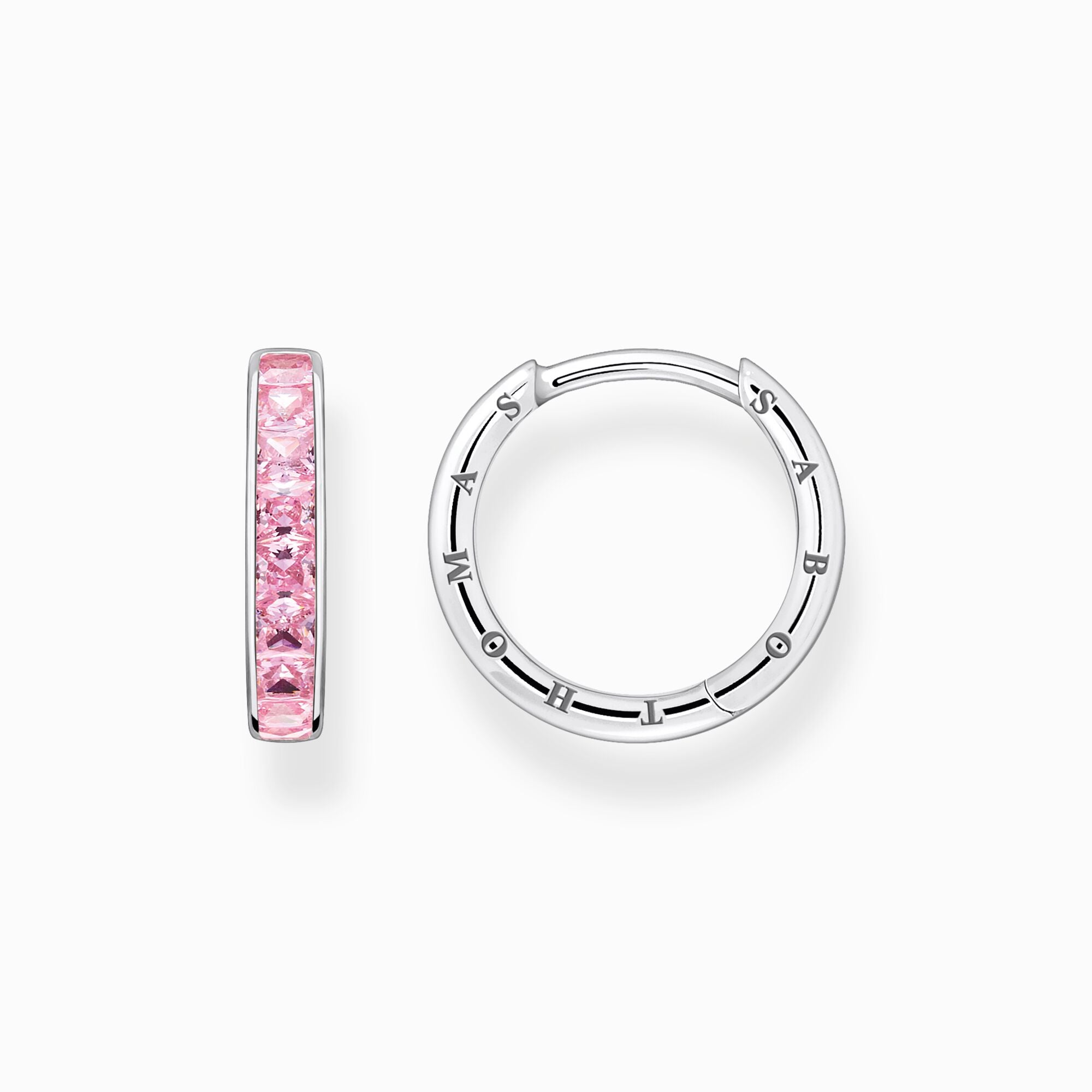 Thomas Sabo Sterling Silver Pink Pave Stones Hoop Earrings