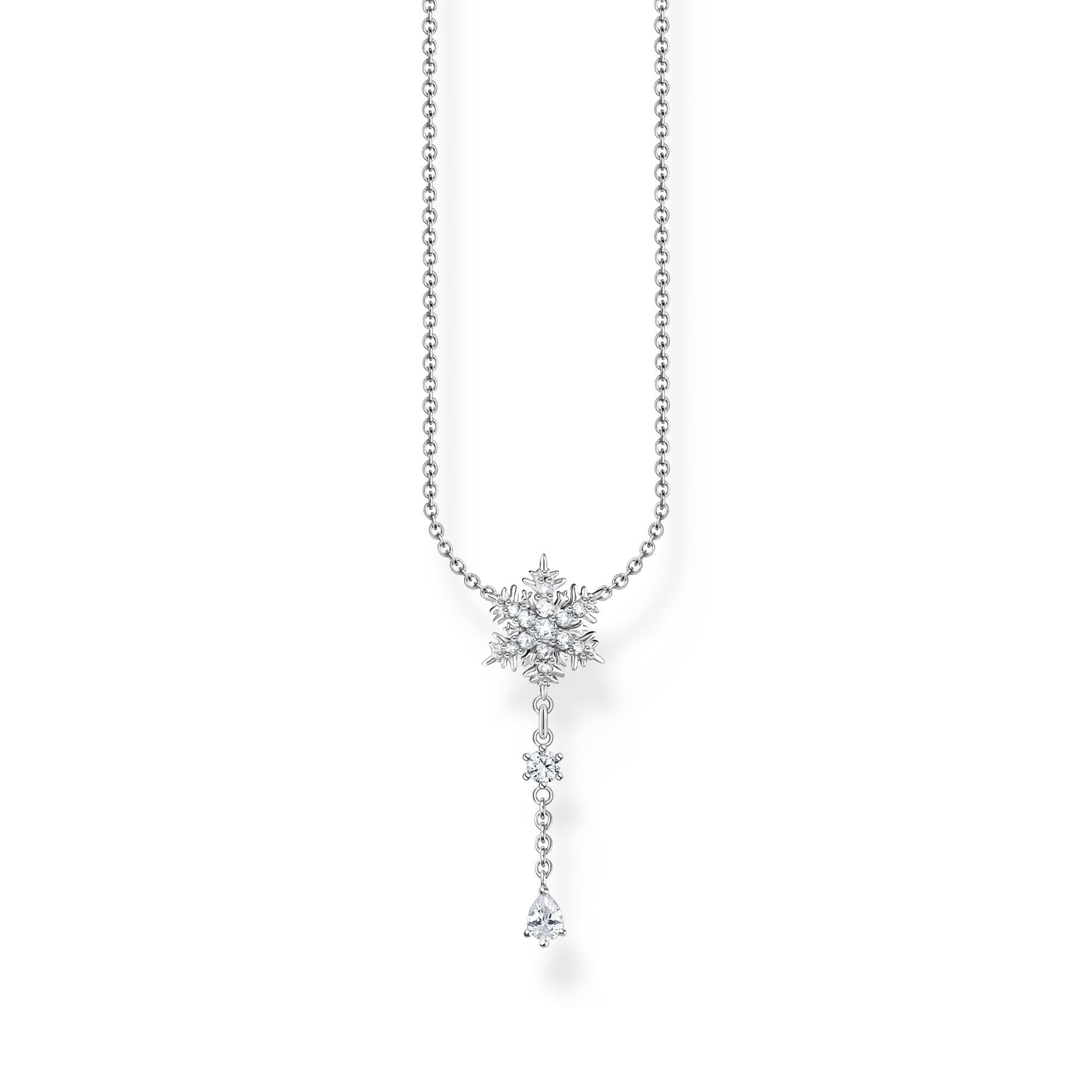 Thomas Sabo Sterling Silver Snowflake White Stones Necklace