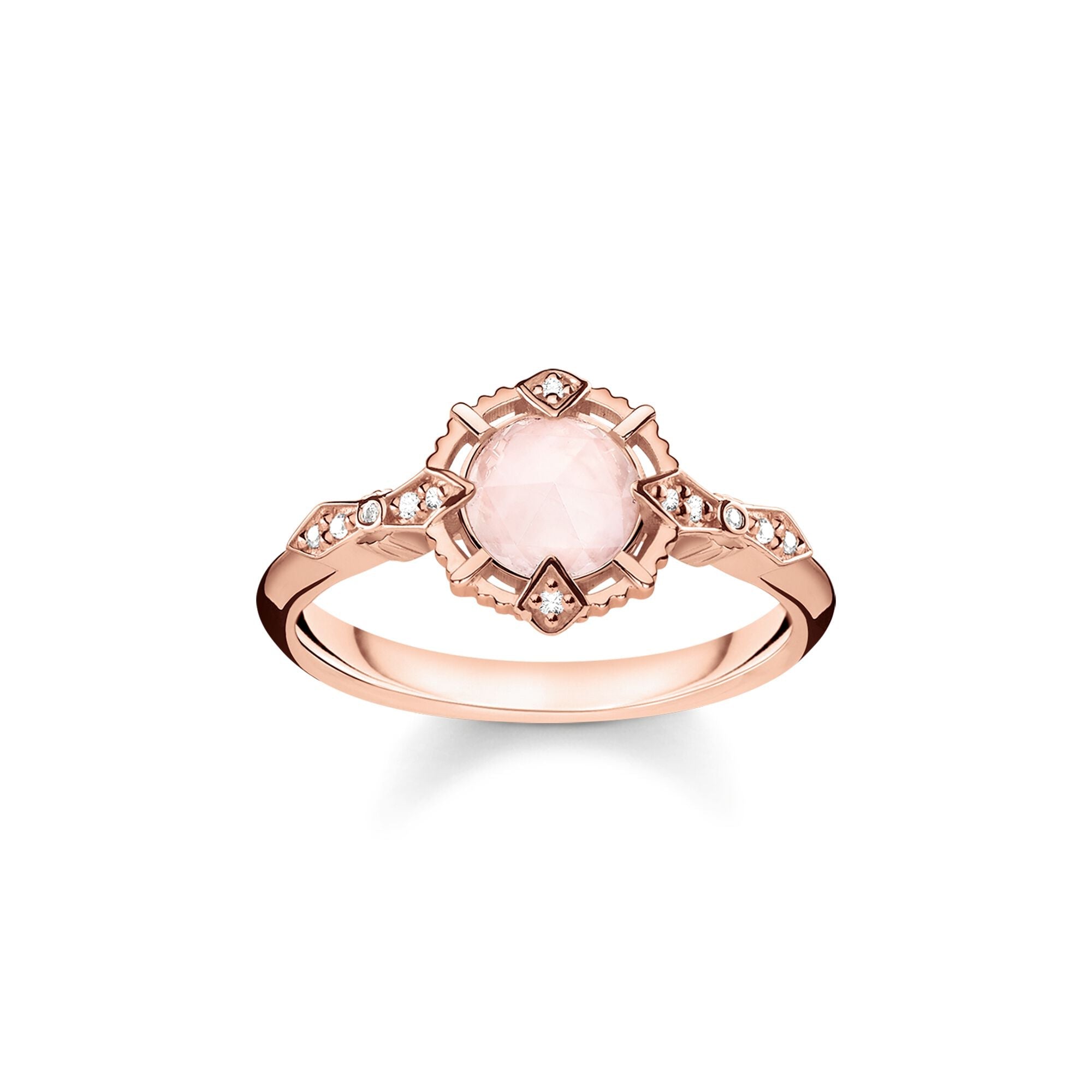 Thomas Sabo Vintage Rose Gold Rose Quartz Pink Diamond Ring D