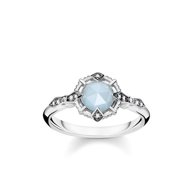 Thomas Sabo Vintage Sterling Silver Aquamarine Diamond Ring D