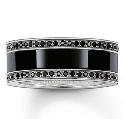 Thomas Sabo Glam And Soul Sterling Silver Black Zirconia Black Ceramic Ring D