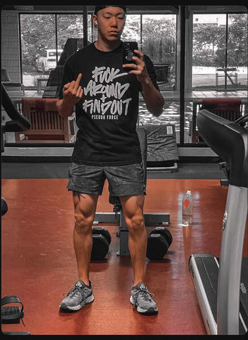 FAFO tshirt on bodybuilding athlete in the gym