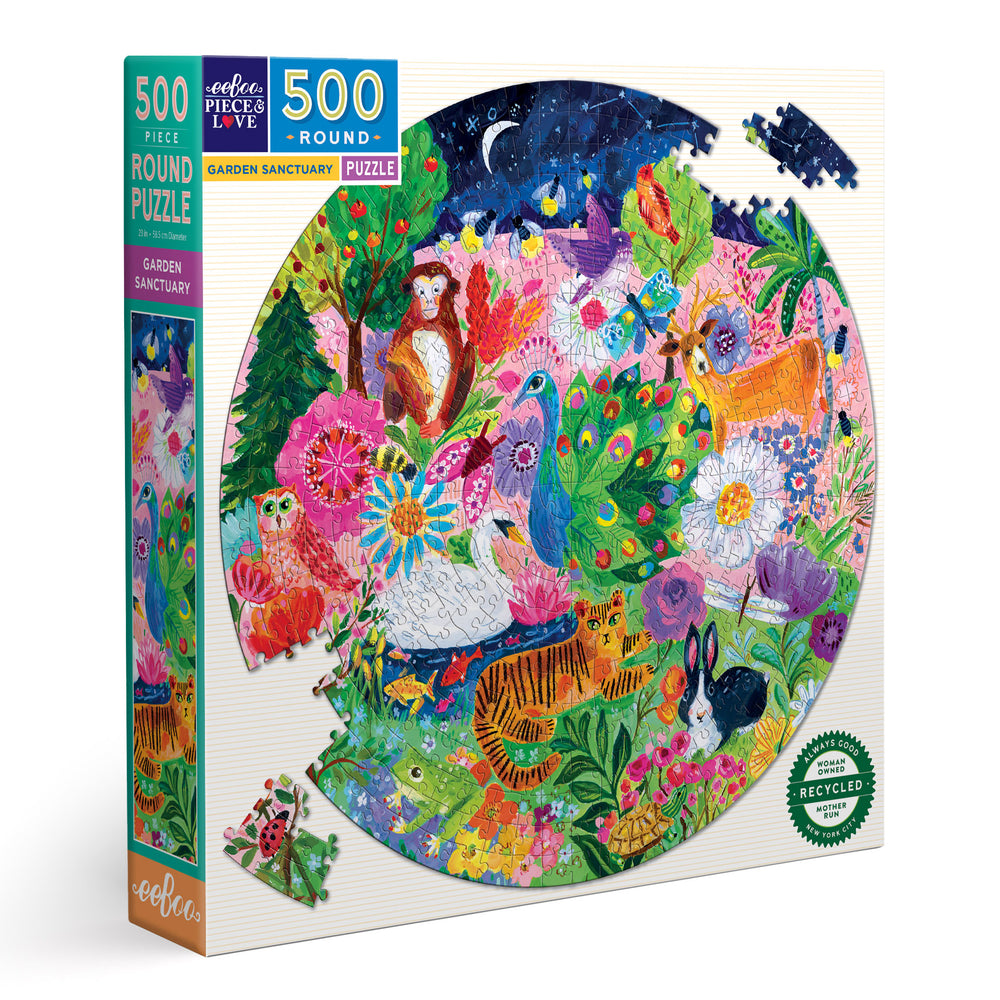 Garden Sanctuary 500 Piece Round Jigsaw Puzzle eeBoo Gifts for 14+