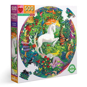 Unicorn Garden 500 Piece Round Puzzle