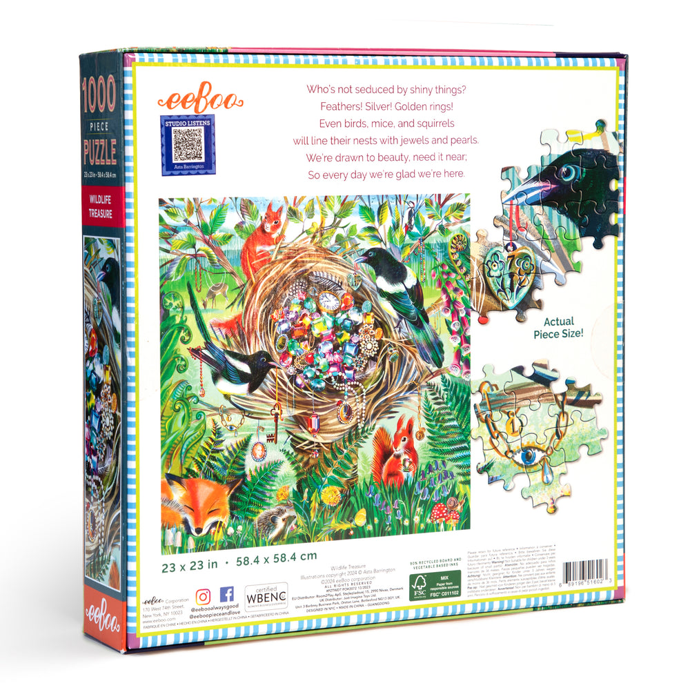 Wildlife Treasure 1000 Piece Puzzle by eeBoo | Unique Beautiful Gifts