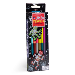 Silver Robot 6 Jumbo Double Sided Pencils