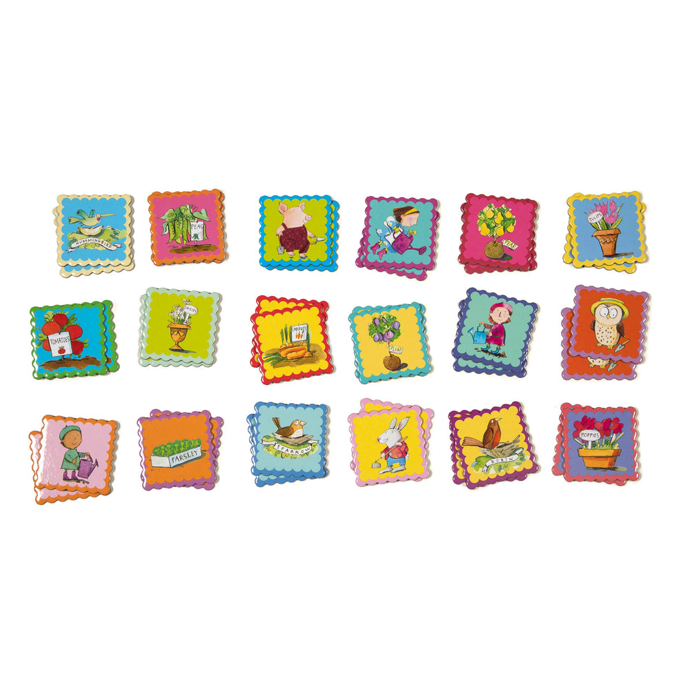 Garden Little Square Memory Matching Game | Unique Gift for Ages 3+ | Find Owls, Pigs, Vegetables, Bunnies, and More