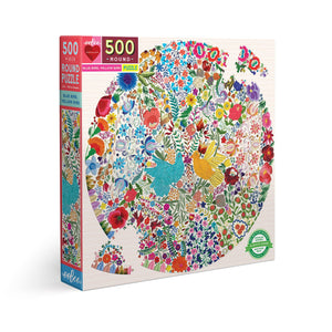 Blue Birds Yellow Birds 500 Piece Round Puzzle