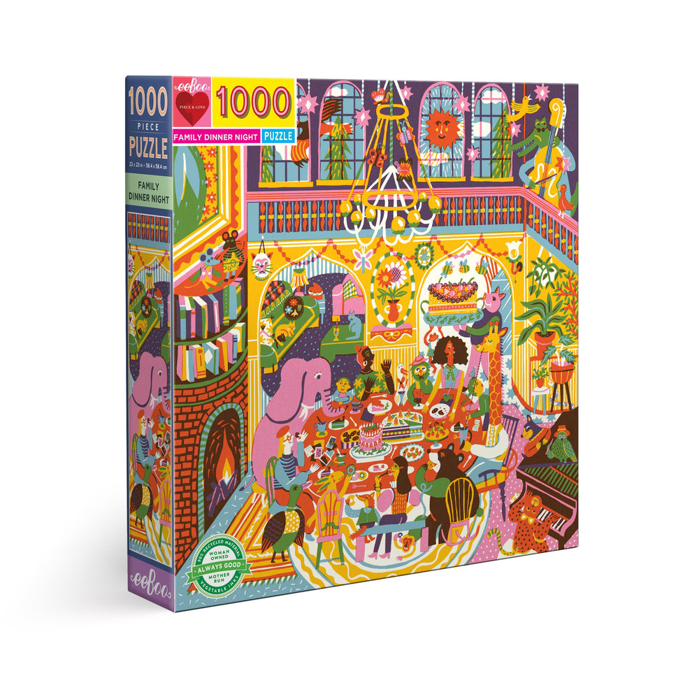 Family Dinner Night 1000 Piece Jigsaw Puzzle | eeBoo Piece & Love Gifts for Families Group Activity