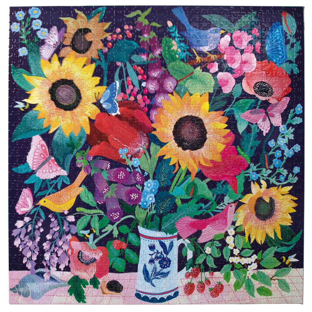 Sunflower and Poppy Summer Bouquet 1000 Piece Jigsaw Puzzle - Makes A Beautiful Gift | eeBoo Piece & Love