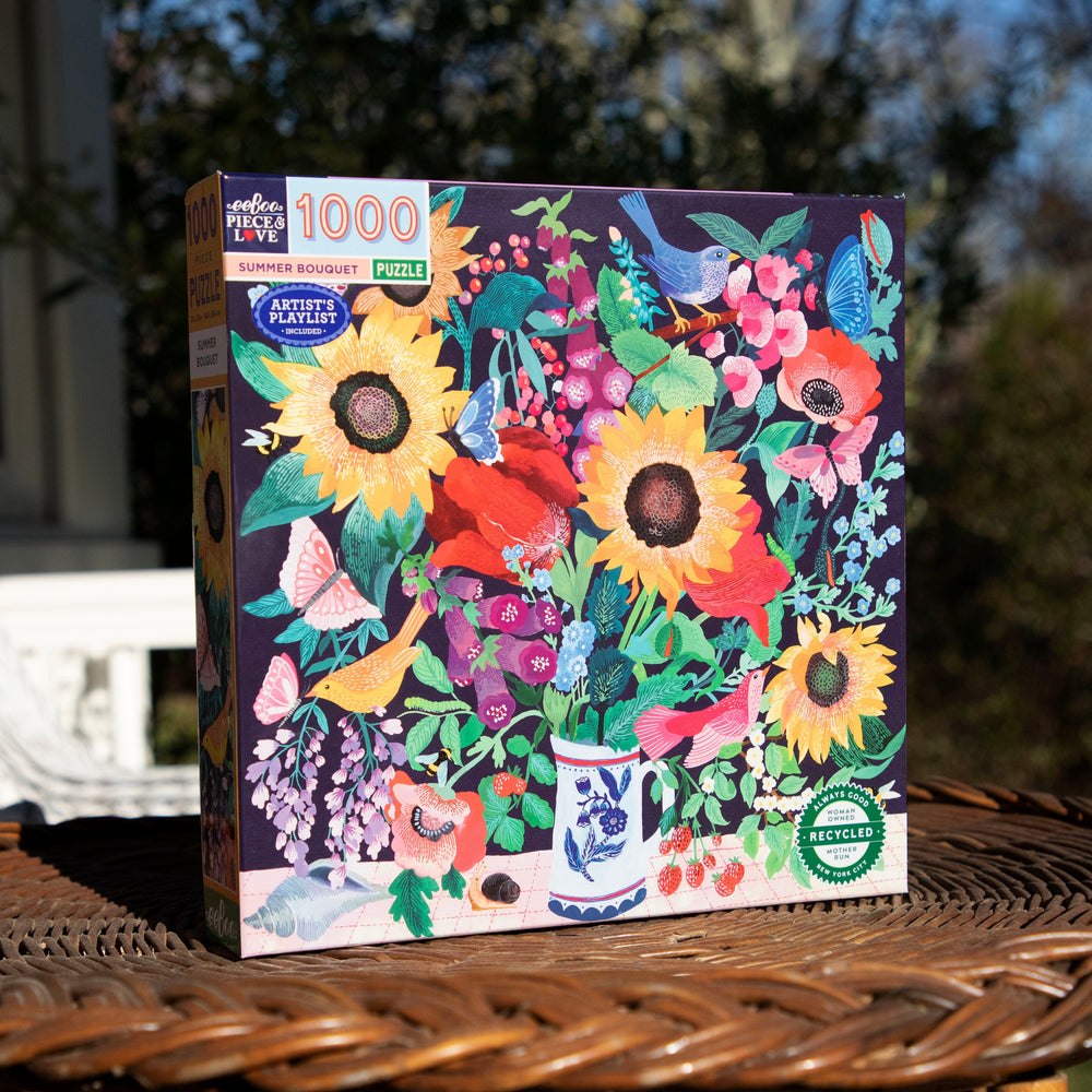 Sunflower and Poppy Summer Bouquet 1000 Piece Jigsaw Puzzle - Makes A Beautiful Gift | eeBoo Piece & Love