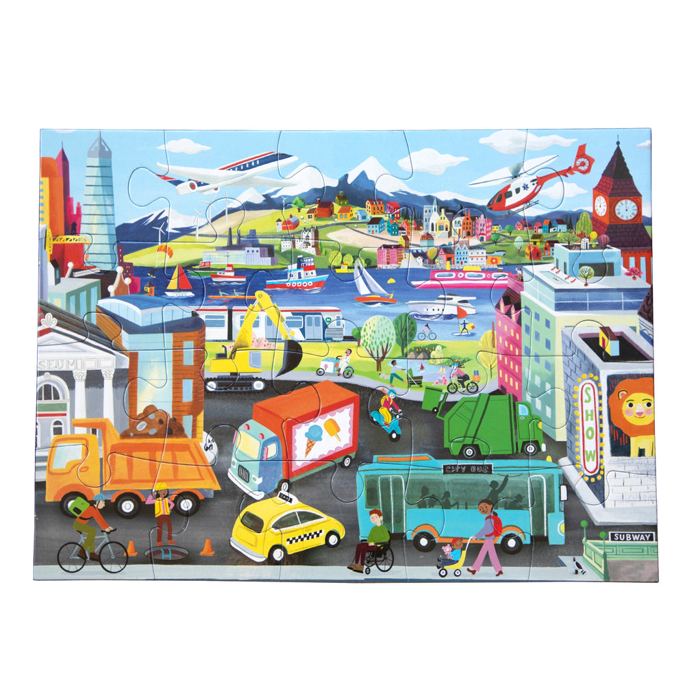 Vehicles 20 Piece Jigsaw Puzzle by eeBoo | Fun Unique Gifts for Kids 3+ | Gifts for Boys & Girls