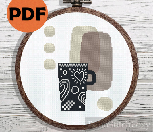 Coffee cup cross stitch pattern download PDF Coffee quote -  Portugal