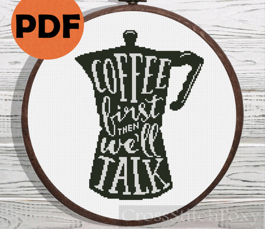 Coffee cup cross stitch pattern download PDF Coffee quote -  Portugal