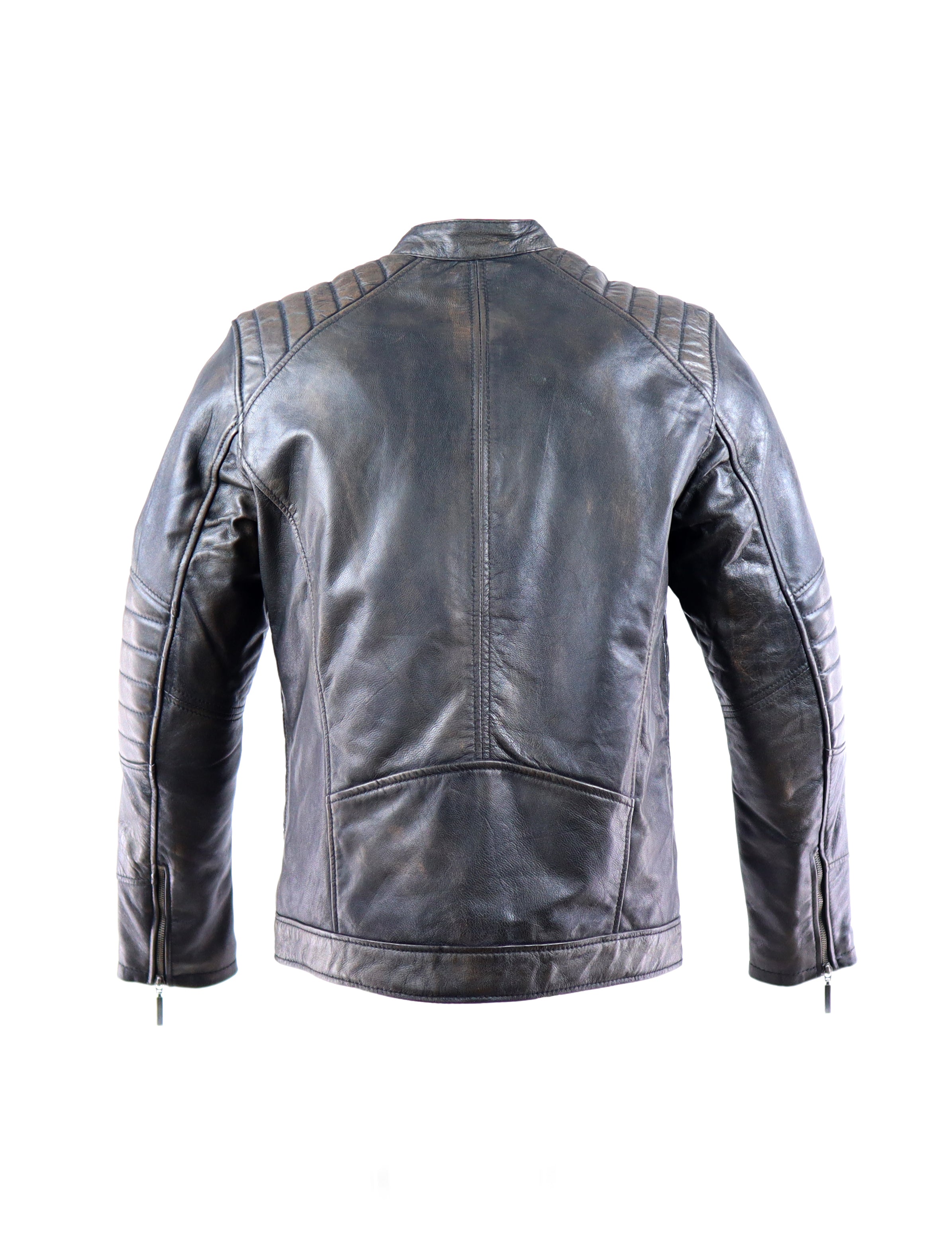 Grey Metallic Ribbed Leather Jacket - The Long Voyage – TheLongVoyage