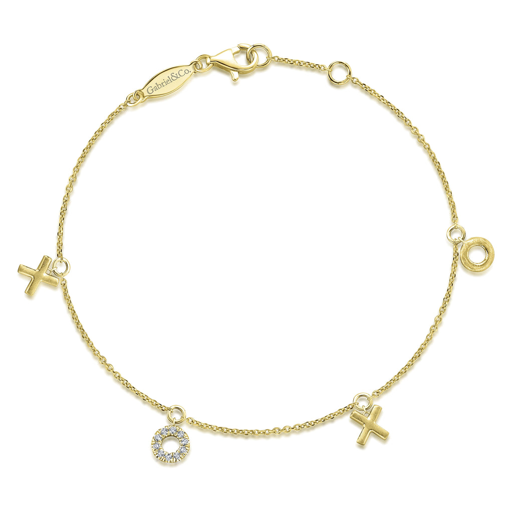 14K Yellow-White Gold Chain Link Bracelet with Pavé Diamond Puff Heart  Charm, TB4223M45JJ