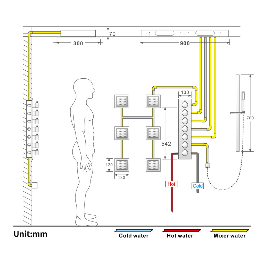 EDEN 36 INCH SHOWER SET WITH 6 BODY JETS