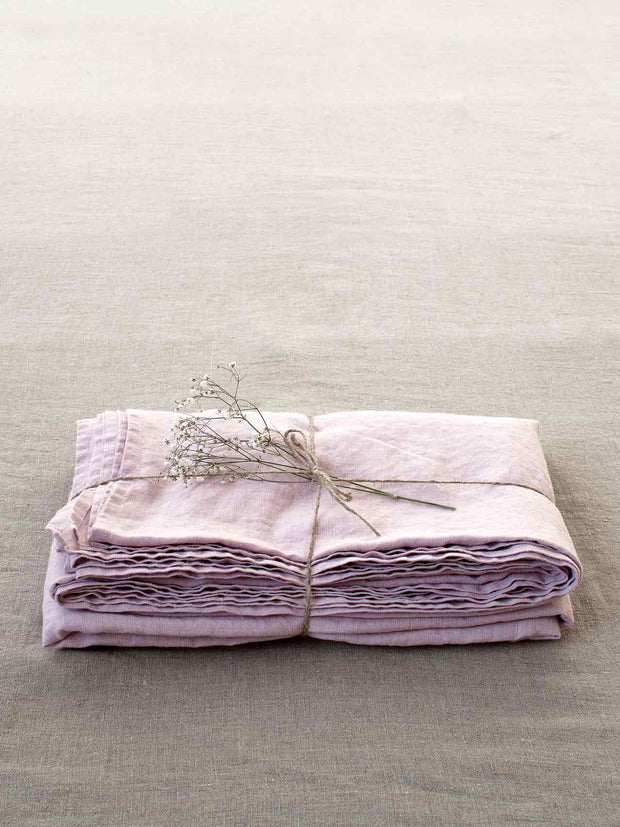 Leinen Bettlaken in pink-lavender, linen-tales 