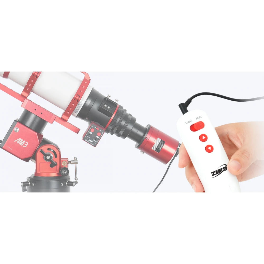 ZWO AM5N focusing operation using the hand controller for fine-tuning astronomy equipment focus