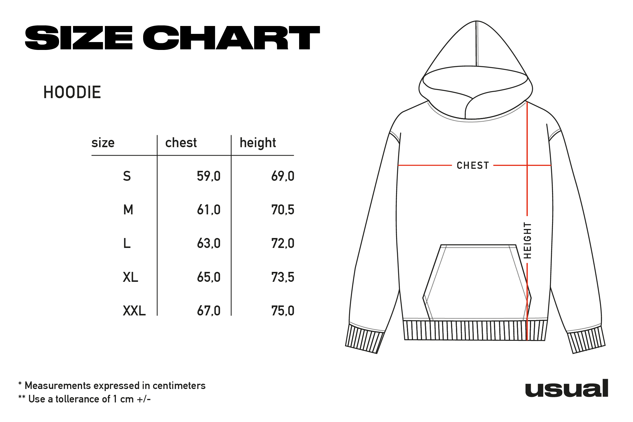 Hoodie Size Chart