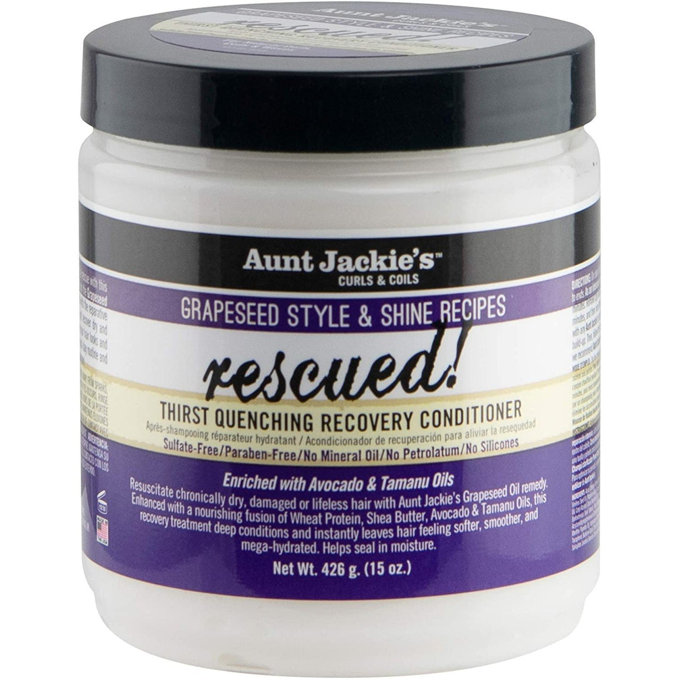 Aunt Jackie's Grapeseed Rescued! Thirst Quenching Recovery Conditioner 15oz - Manetain Beauty Supply