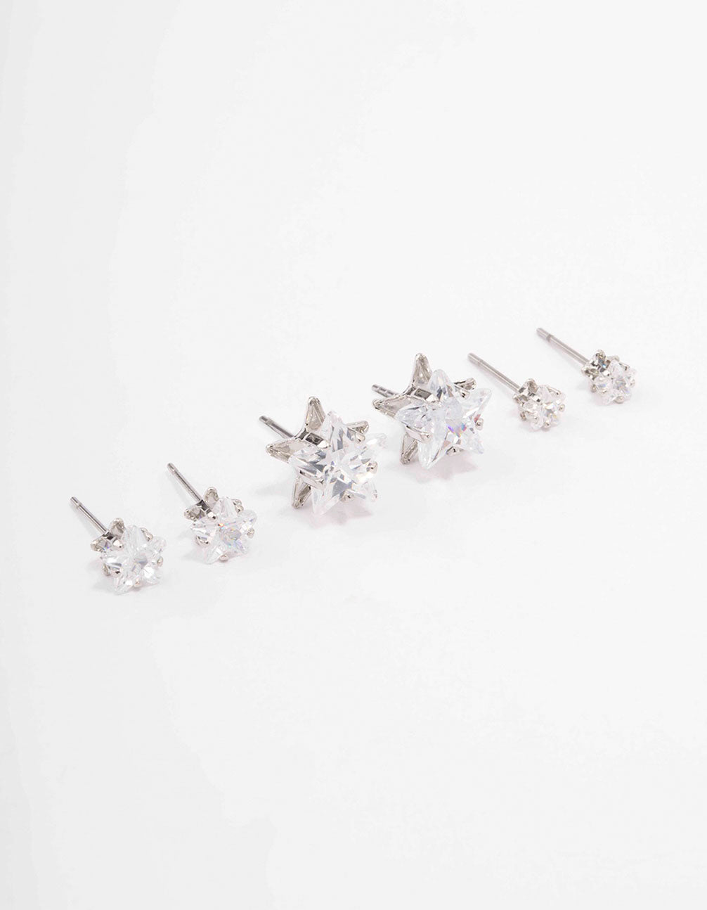 Double Layer Silver Zirconia Earrings