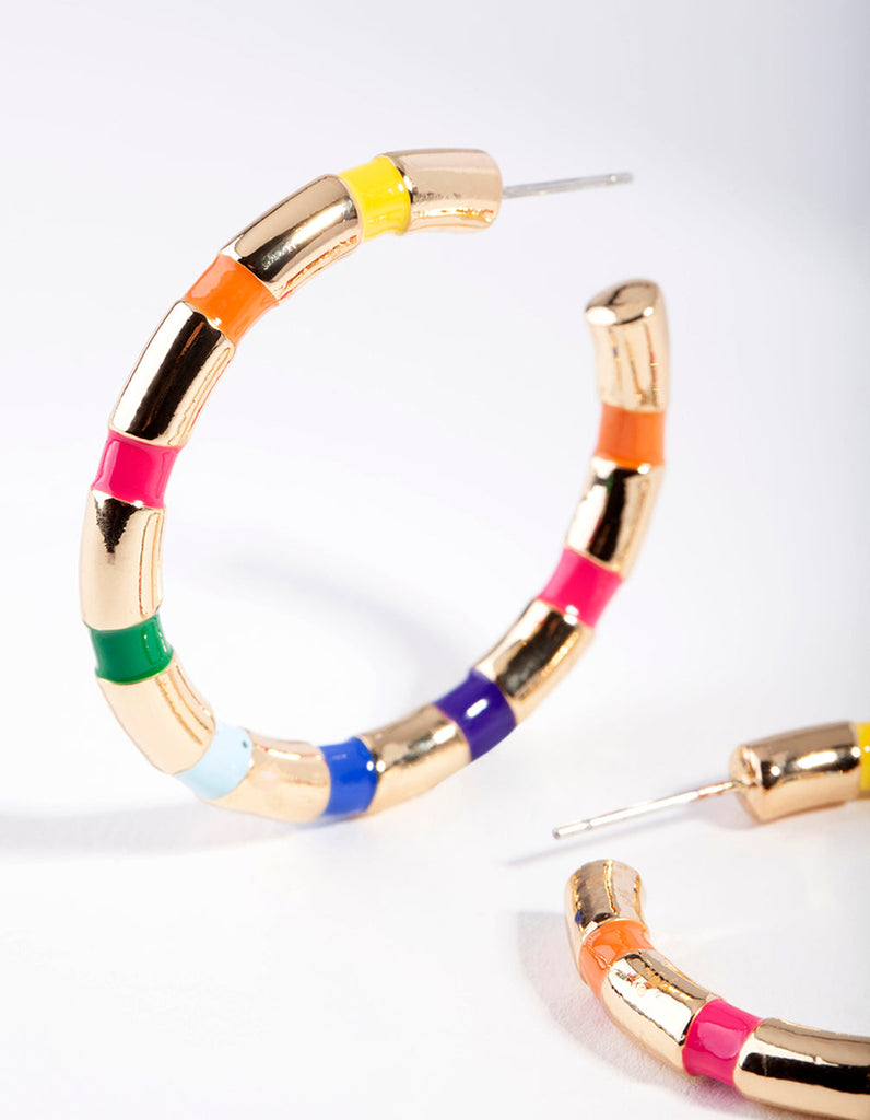 Gold Multi-Colour Segment Hoop Earrings - Lovisa