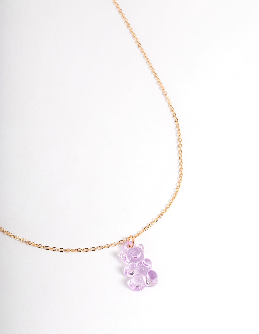 Gold Pink Plastic Candy Bear Necklace - Lovisa