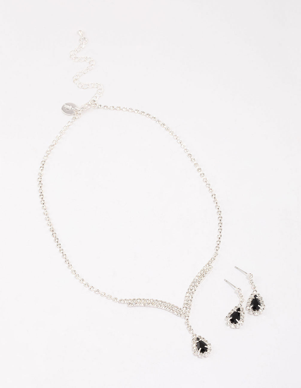 Sapphire Diamante Necklace & Drop Earrings Jewellery Set – Callel