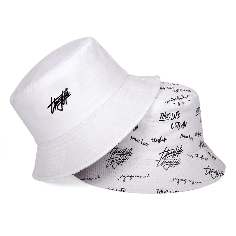 New double-sided fisherman hat fashion summer ladies sun hat tide letter printing wild basin hat hip