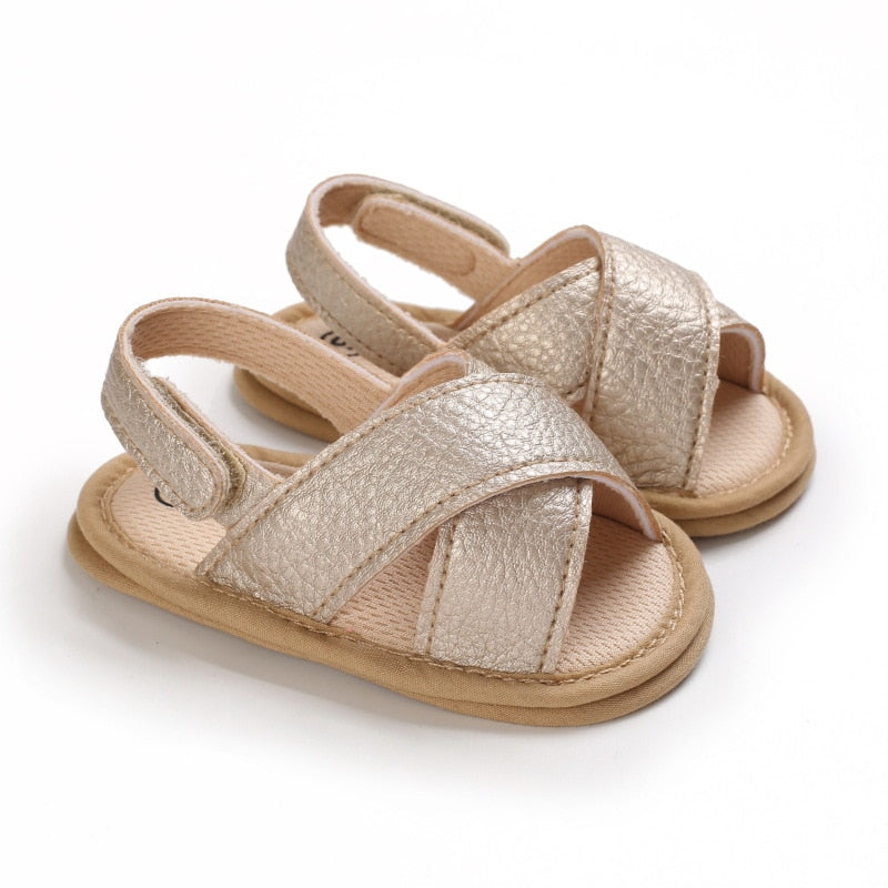 Breathable Summer Baby Girls Sandals, Toddlers Simple Style Solid Color Soft Sole Shoes Outdoor Indo