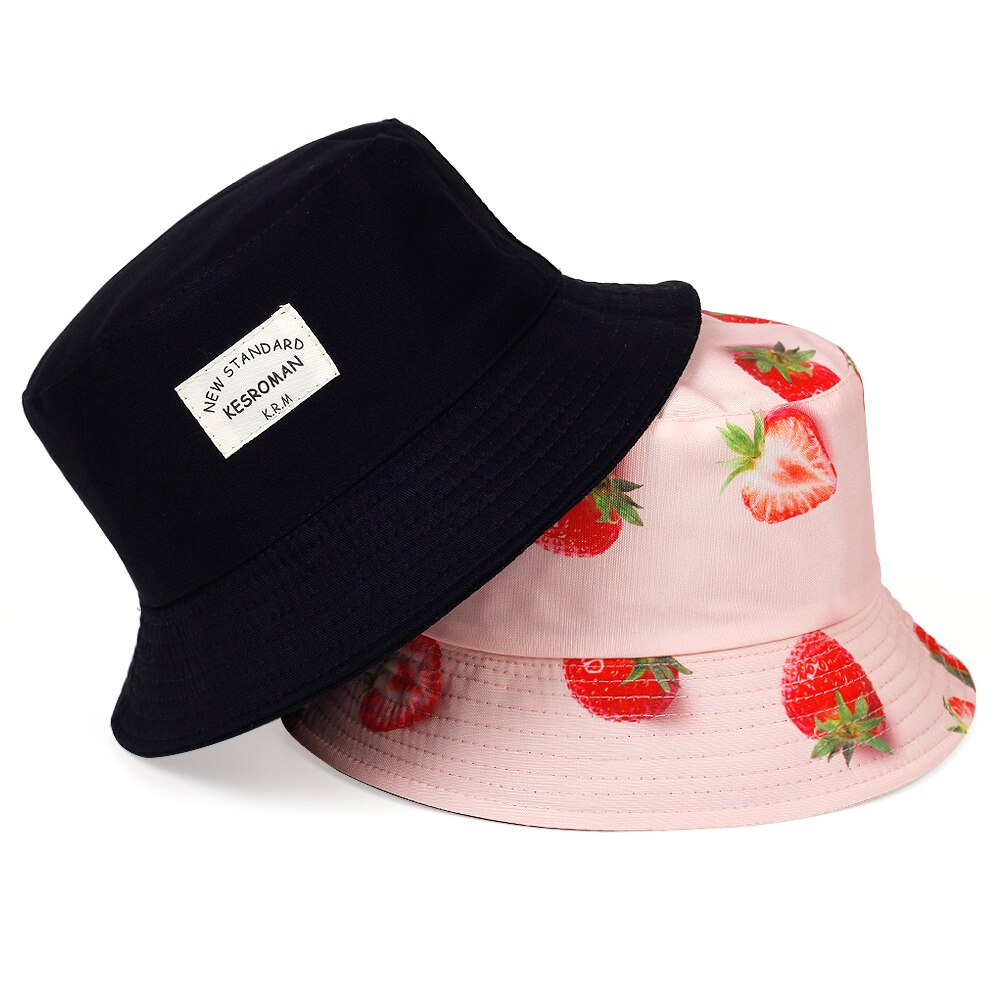 New double-sided fisherman hat fashion summer ladies sun hat tide letter printing wild basin hat hip