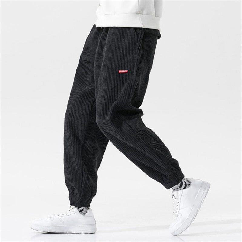 Spring Men Trousers Streetwear  Elastic Waist Corduroy Pants Fashion Streetwear Outdoor Male Jogging Pants Pantalones Para Hombres