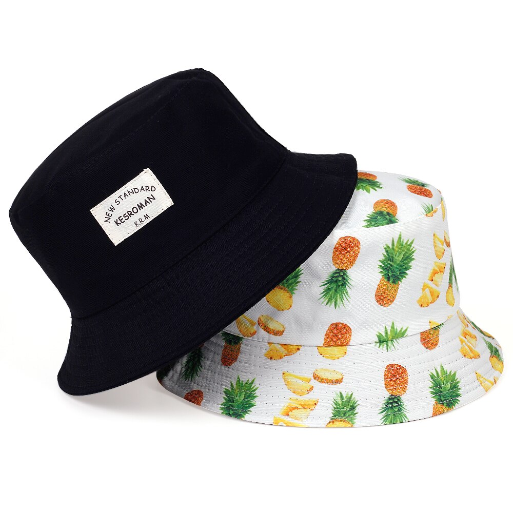 New double-sided fisherman hat fashion summer ladies sun hat tide letter printing wild basin hat hip